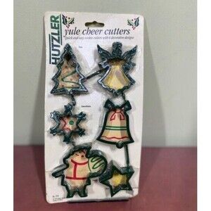 NOS Vintage Hutzler 6pc 1997 Yule Cheer Cookie Cutters Set Holiday Christmas